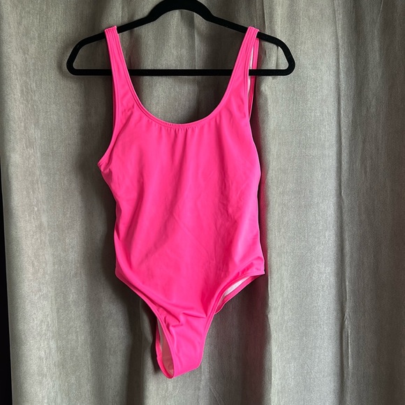 Hot Pink One-Piece Open Back Bathing Suit - Picture 1 of 3